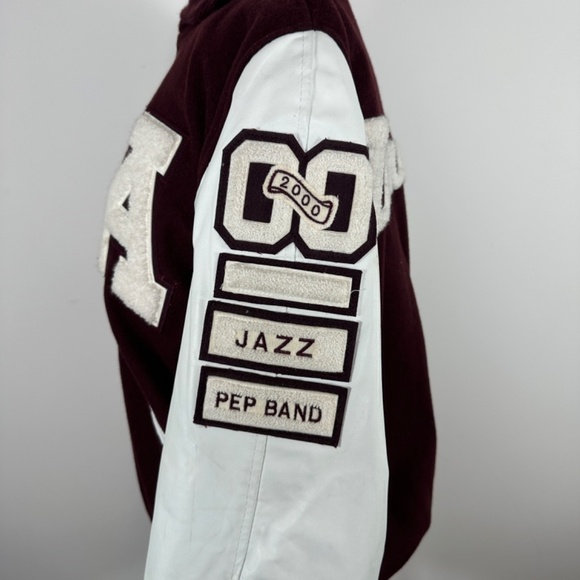 Vintage BUTWIN USA Maroon Wool White Leather Reversible Bamber Jacket Men's L - Picture 6 of 15